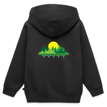 Arbre - Sweat Premium à capuche zippé enfant bio - noir - Dos - AI Model Kid Male (0cm)