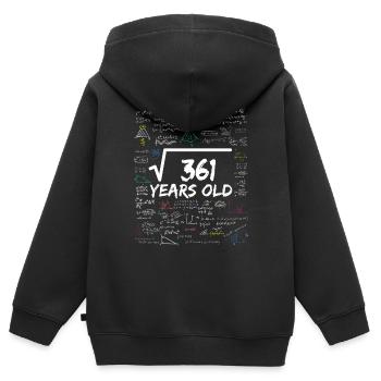 Racine carrée de 361 19TH Funny Math Birthday - Sweat Premium à capuche zippé enfant bio - noir - Dos - AI Model Kid Male (0cm)
