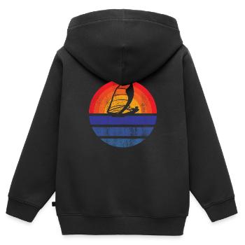 Windsurfer Surf Kitesurfer Windsurfing Cadeau - Sweat Premium à capuche zippé enfant bio - noir - Dos - AI Model Kid Male (0cm)