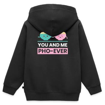 You And Me Pho Ever Soupe Pho Vietnamienne - Sweat Premium à capuche zippé enfant bio - noir - Dos - AI Model Kid Male (0cm)