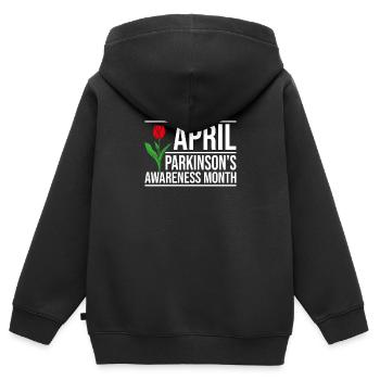 Parkinson Schüttellähmung Krankheit - Kinder Premium Organic Zip Hoodie - Schwarz - Hinten - AI Model Kid Male (0cm)