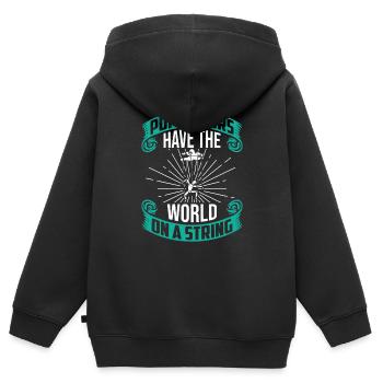 Ventriloques et marionnettes - Sweat Premium à capuche zippé enfant bio - noir - Dos - AI Model Kid Male (0cm)