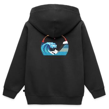 Retro Simplistic Heart Ocean Beach Lovers Surf - Kids Premium Organic Zip-up Hoodie - black - Back - AI Model Kid Male (0cm)