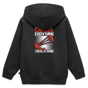 Alles absagen Es gibt Wind Funny Kitesurf Kite - Kinder Premium Organic Zip Hoodie - Schwarz - Hinten - AI Model Kid Male (0cm)