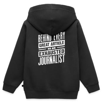 Journalist Journalism Exhausted Journalist - Kinder Premium Organic Zip Hoodie - Schwarz - Hinten - AI Model Kid Male (0cm)