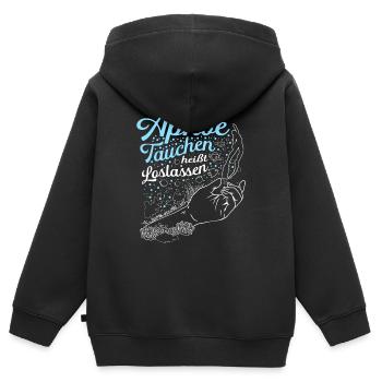 Apnoe Tauchen heißt loslassen Taucher Geschenk - Kinder Premium Organic Zip Hoodie - Schwarz - Hinten - AI Model Kid Male (0cm)