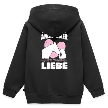 Andalusier wahre Liebe Pferdemädchen Geschenk - Kinder Premium Organic Zip Hoodie - Schwarz - Hinten - AI Model Kid Male (0cm)