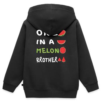 Einer in einer Melone - Kinder Premium Organic Zip Hoodie - Schwarz - Hinten - AI Model Kid Male (0cm)