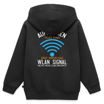Aufräumen muss man erst wenn das WLAN Signal nicht - Kinder Premium Organic Zip Hoodie - Schwarz - Hinten - AI Model Kid Male (0cm)
