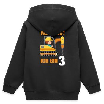 Achtung ich bin 3 Jahre 3. Geburtstag - Kinder Premium Organic Zip Hoodie - Schwarz - Hinten - AI Model Kid Male (0cm)