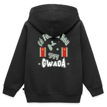 971 GWADA Cé Foss En Nou Guadeloupe Gwadloup - Kinder Premium Organic Zip Hoodie - Schwarz - Hinten - AI Model Kid Male (0cm)