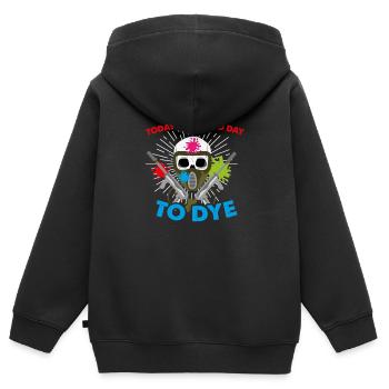 Aujourd’hui est un bon jour pour teindre - Funny Paintballer - Sweat Premium à capuche zippé enfant bio - noir - Dos - AI Model Kid Male (0cm)