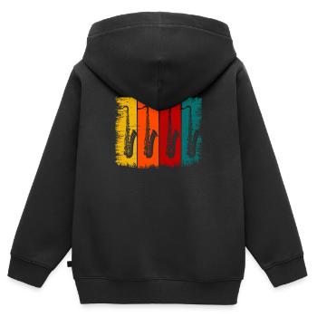 Saxophone - Sweat Premium à capuche zippé enfant bio - noir - Dos - AI Model Kid Male (0cm)