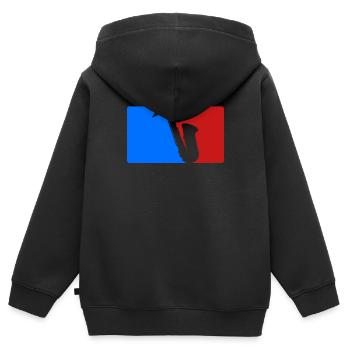 Saxophone - Sweat Premium à capuche zippé enfant bio - noir - Dos - AI Model Kid Male (0cm)