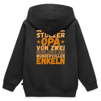 Opa Großvater - Kinder Premium Organic Zip Hoodie - Schwarz - Hinten - AI Model Kid Male (0cm)