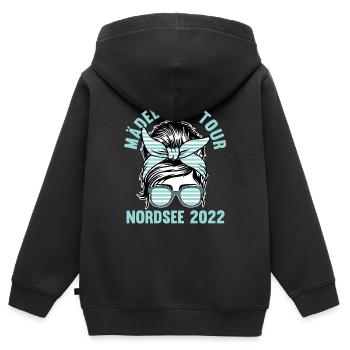Mädels on Tour Nordsee 2022 - Kinder Premium Organic Zip Hoodie - Schwarz - Hinten - AI Model Kid Male (0cm)