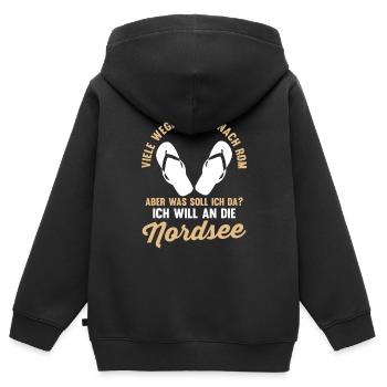 Ich will an die Nordsee - Kinder Premium Organic Zip Hoodie - Schwarz - Hinten - AI Model Kid Male (0cm)