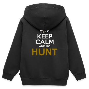 Restez calme et partez à la chasse T-shirt de chasse génial - Sweat Premium à capuche zippé enfant bio - noir - Dos - AI Model Kid Male (0cm)