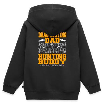 Drag Hunting Dad Drôle Hunting Buddy T-Shirt - Sweat Premium à capuche zippé enfant bio - noir - Dos - AI Model Kid Male (0cm)