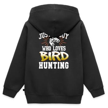 Vintage Just A Guy Who Loves Bird Hunting Tee - Kinder Premium Organic Zip Hoodie - Schwarz - Hinten - AI Model Kid Male (0cm)
