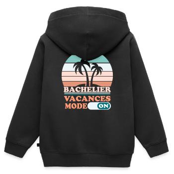 Cadeau Bachelier Bac Félicitation Baccalauréat - Sweat Premium à capuche zippé enfant bio - noir - Dos - AI Model Kid Male (0cm)