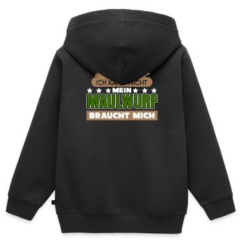 Maulwurf Spruch Mole Maulwürfe - Kinder Premium Organic Zip Hoodie - Schwarz - Hinten - AI Model Kid Male (0cm)
