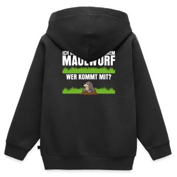 Maulwurf Witz Maulwürfe Maulwurfshügel - Kinder Premium Organic Zip Hoodie - Schwarz - Hinten - AI Model Kid Male (0cm)