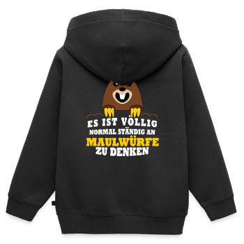 Maulwurf Witz Mole Maulwürfe - Kinder Premium Organic Zip Hoodie - Schwarz - Hinten - AI Model Kid Male (0cm)