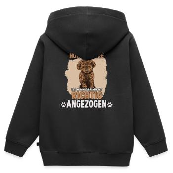 Pudel Hund Zwergpudel Hundeliebhaber Pudel - Kinder Premium Organic Zip Hoodie - Schwarz - Hinten - AI Model Kid Male (0cm)