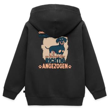 Dackel Hund Teckle Hundeliebhaber Rauhaardackel - Kinder Premium Organic Zip Hoodie - Schwarz - Hinten - AI Model Kid Male (0cm)