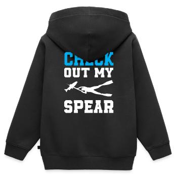 T-shirt de chasse sous-marine - Sweat Premium à capuche zippé enfant bio - noir - Dos - AI Model Kid Male (0cm)