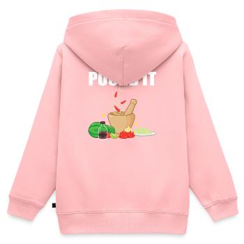 Salade de papaye - Sweat Premium à capuche zippé enfant bio - rose - Dos - AI Model Kid Female (0cm)