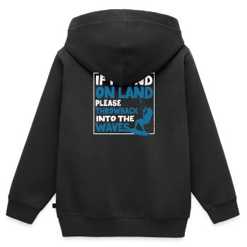 Wenn Sie an Land gefunden werden, werfen Sie sich - Kinder Premium Organic Zip Hoodie - Schwarz - Hinten - AI Model Kid Male (0cm)