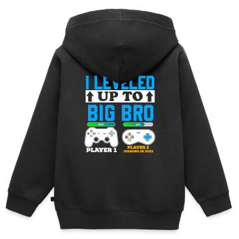 Zum ersten Mal Big Brother Gamer Boy 2023 neuer Bruder - Kinder Premium Organic Zip Hoodie - Schwarz - Hinten - AI Model Kid Male (0cm)