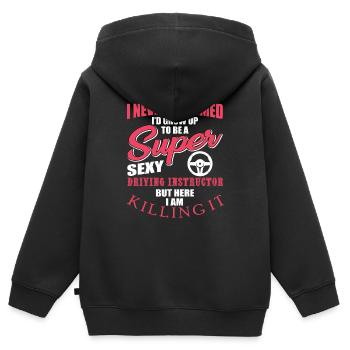 Instructeur de conduite - Sweat Premium à capuche zippé enfant bio - noir - Dos - AI Model Kid Male (0cm)