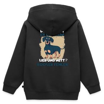 Witziges Dackel Hundehalter Geschenk Süßes Dackel - Kinder Premium Organic Zip Hoodie - Schwarz - Hinten - AI Model Kid Male (0cm)