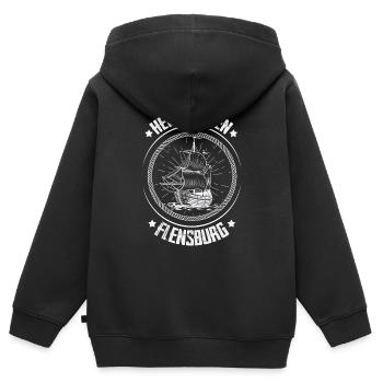 Heimathafen Flensburg Moin Flensburger Norddeutsch - Kinder Premium Organic Zip Hoodie - Schwarz - Hinten - AI Model Kid Male (0cm)