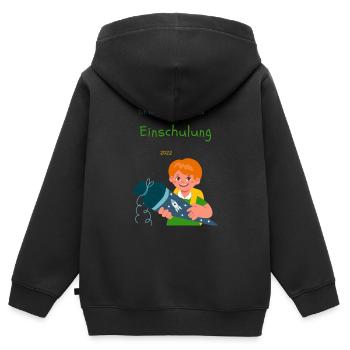 Einschulung Ich jetzt ein Schulkind 2022 schule - Kinder Premium Organic Zip Hoodie - Schwarz - Hinten - AI Model Kid Male (0cm)