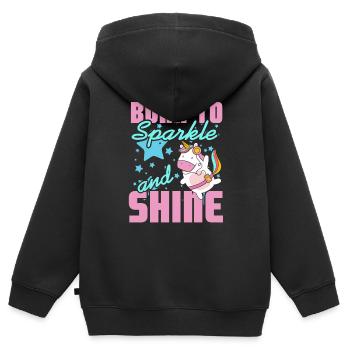Né pour briller et briller Mignon Licorne T-Shirt - Sweat Premium à capuche zippé enfant bio - noir - Dos - AI Model Kid Male (0cm)
