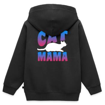 Journée du chat - Sweat Premium à capuche zippé enfant bio - noir - Dos - AI Model Kid Male (0cm)
