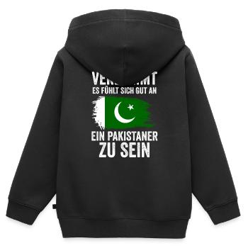 Pakistan Pakistaner Pakistanisches - Kinder Premium Organic Zip Hoodie - Schwarz - Hinten - AI Model Kid Male (0cm)