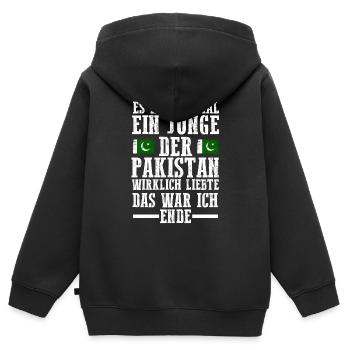 Pakistan Pakistaner Pakistanisches - Kinder Premium Organic Zip Hoodie - Schwarz - Hinten - AI Model Kid Male (0cm)