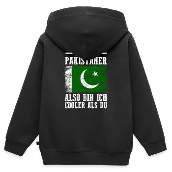 Pakistan Pakistaner Pakistanisches - Kinder Premium Organic Zip Hoodie - Schwarz - Hinten - AI Model Kid Male (0cm)