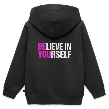 Believe in yourself - Kinder Premium Organic Zip Hoodie - Schwarz - Hinten - AI Model Kid Male (0cm)