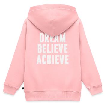 Dream Believe Achieve - Kinder Premium Organic Zip Hoodie - Rosa - Hinten - AI Model Kid Female (0cm)