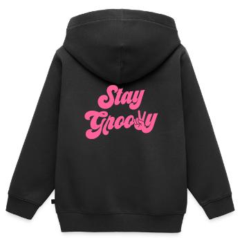 Restez Groovy - Sweat Premium à capuche zippé enfant bio - noir - Dos - AI Model Kid Male (0cm)