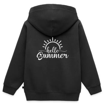 Hello Summer - Kinder Premium Organic Zip Hoodie - Schwarz - Hinten - AI Model Kid Male (0cm)