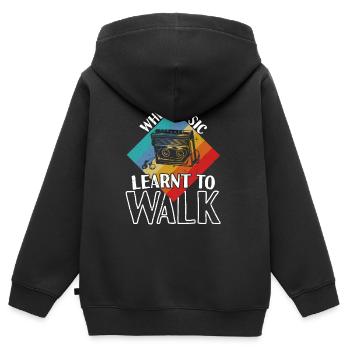 Music Learnt To Walk Walkman - Kids Premium Organic Zip-up Hoodie - black - Back - AI Model Kid Male (0cm)