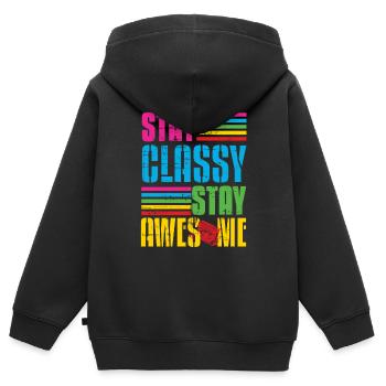 Classy Stay Aweome Retro Walkman - Kids Premium Organic Zip-up Hoodie - black - Back - AI Model Kid Male (0cm)