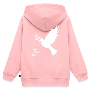 Amour Paix Joie - Sweat Premium à capuche zippé enfant bio - rose - Dos - AI Model Kid Female (0cm)